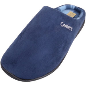 Micro Suede Slippers with Tartan Checked Inners - Navy
