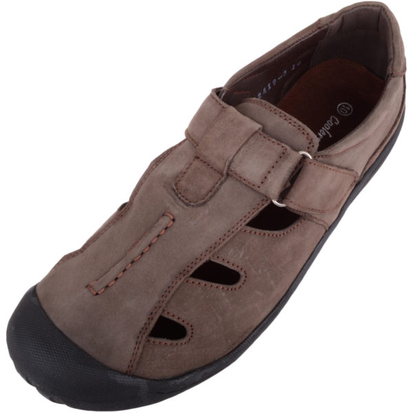 Leather Shoes with Ripper Fastening - Brown