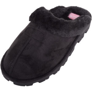 Thick Faux Fur Mule Slippers - Black