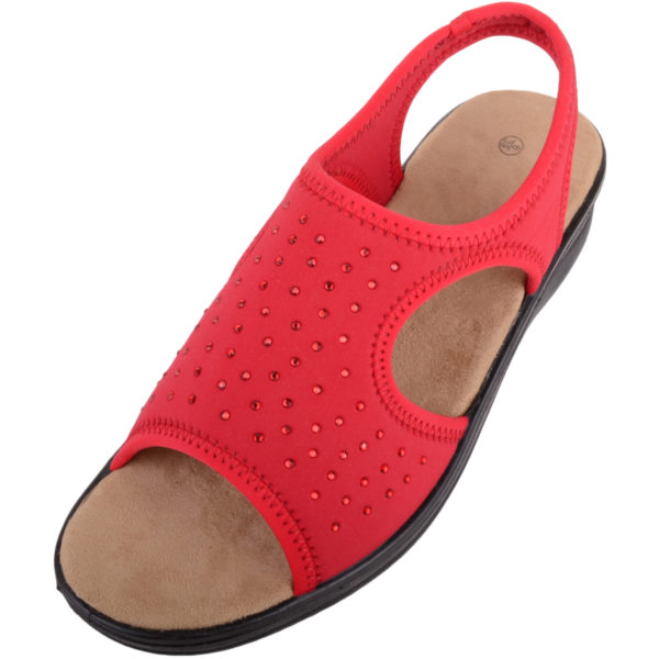 Lycra Wide Fitting Stretchy Sandals / Shoes - Red