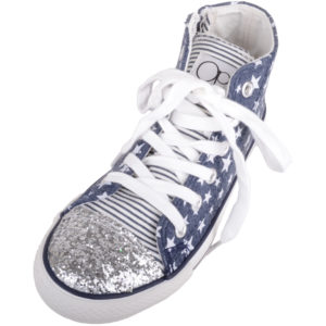 Girl's Canvas High Top Trainers with Star Design
