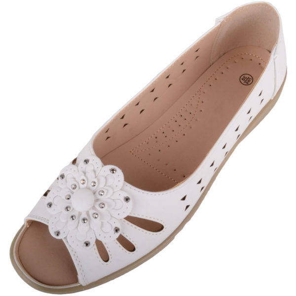 Womens Faux Leather Peep Toe Flower Sandal / Shoes