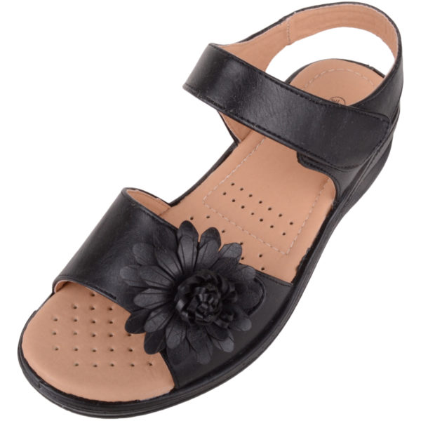 Ladies Wide Fitting Summer Sandals / Shoes with Flower Design