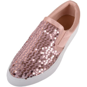 Ladies Slip On Glitter Sequin Shoes / Plimsolls