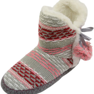 Women's Knitted Style Boots Slippers with Pom Pom Feature