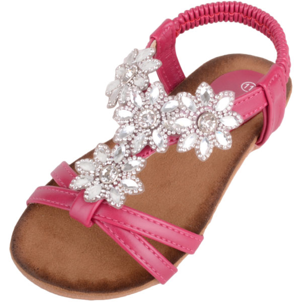 Children’s Summer Sandals / Shoes with Floral Diamonte Pattern
