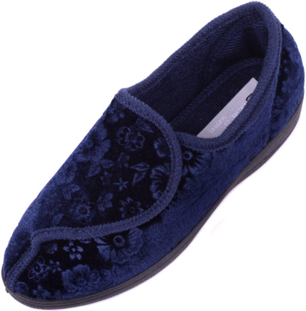 Women's Velour Style Slippers / Indoor Shoes with Ripper Fastening