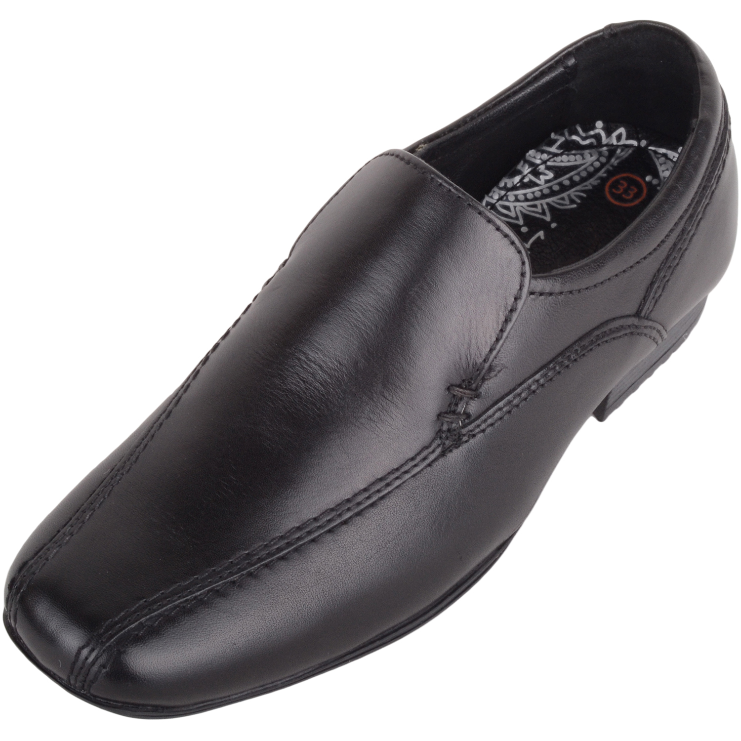 Childrens Kids Boys Leather Slip On Smart Formal School Shoes (Color: Black, Size: UK 3) by Absolute Footwear