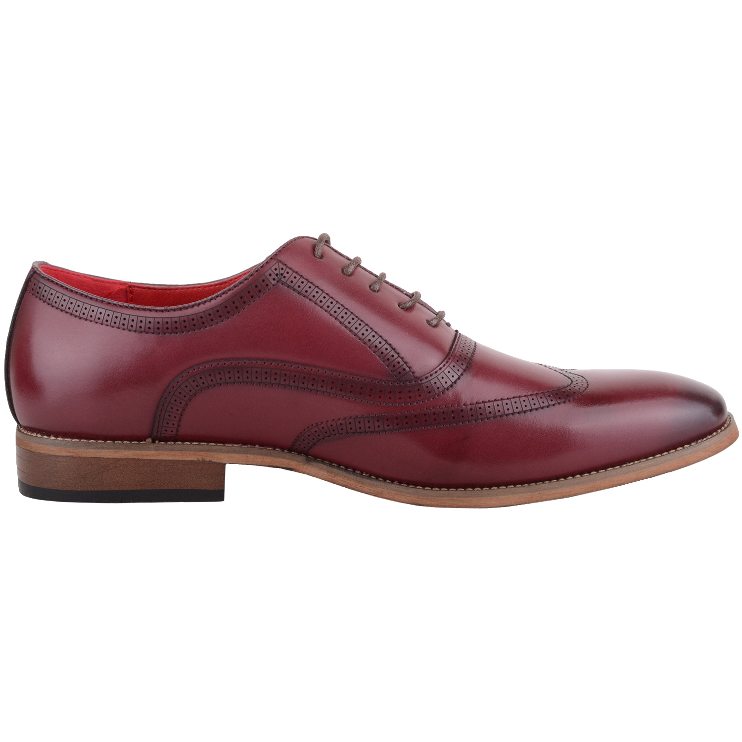 Mens Lace Up Faux Leather Formal Smart Work Suit Shoes (Color: Bordeaux, Size: UK 8) by Absolute Footwear
